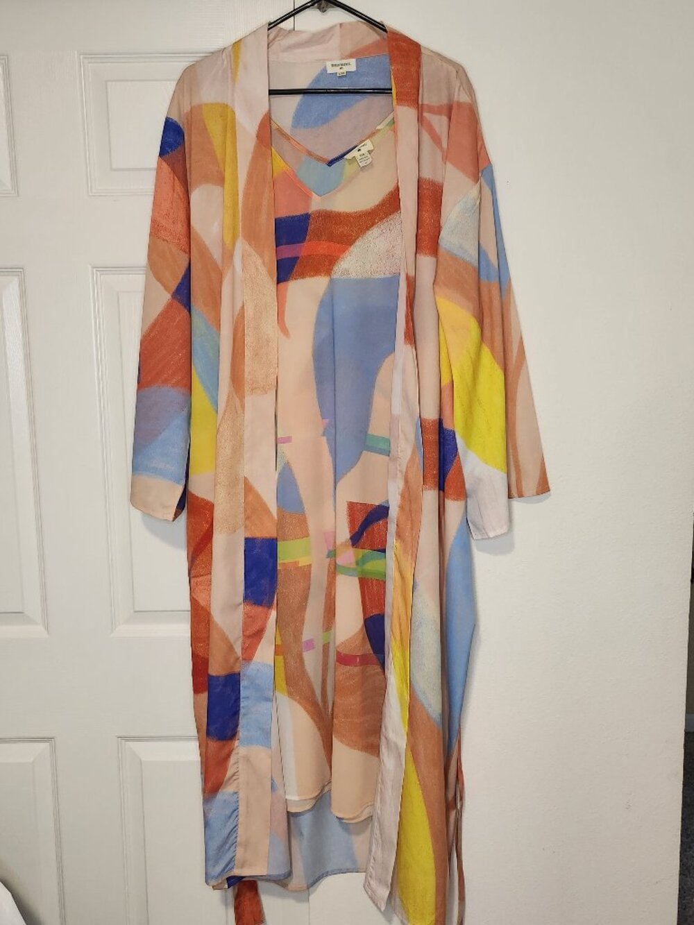 World Market Abstract Watercolor Print Kimono Duster & Dress Set L/XL